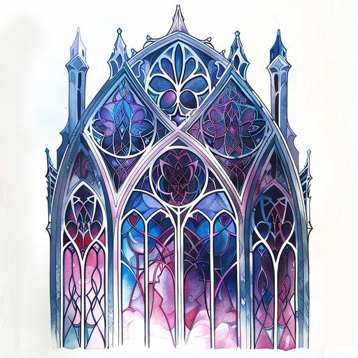 Intricate gothic cathedral window tattoo design