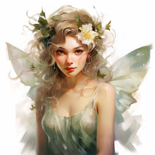 Fairy illustration in the style of Oil painting, on a white background