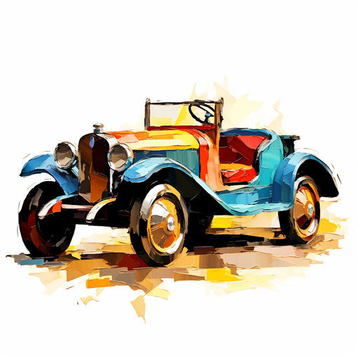 Toy car clipart in the style of Oil painting, on a white background