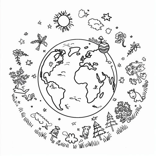 Happy animals and trees around the Earth