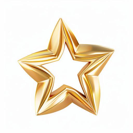 Golden star on white background, Stephen Ormandy style, swirling vortices