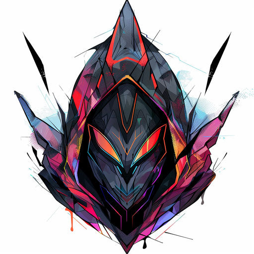 Abstract hood with sharp angles and neon colors