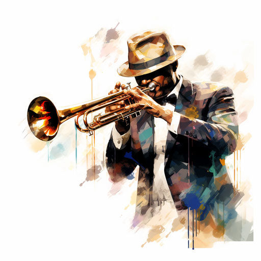 Trombone Clipart in the style of Impressionistic Art