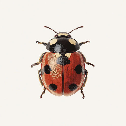 3D ladybug on white background, realistic style