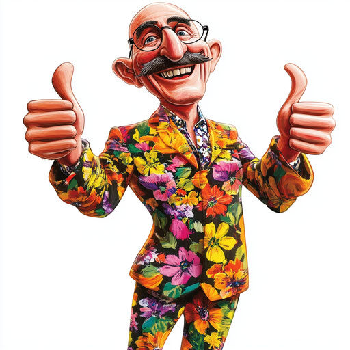 Humorous caricature of a collaboration clipart with exaggerated human characteristics