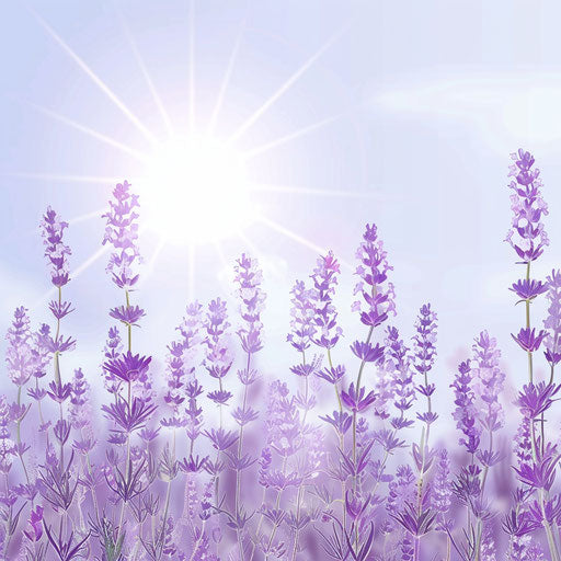 Sun shining in lavender with glossy reflection
