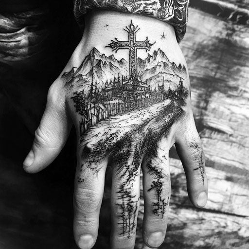 Cross Tattoo On Hand Tattoo Flash Collection