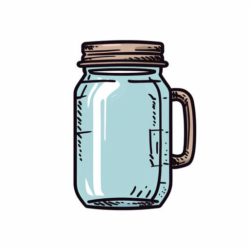 Minimalist mason jar clip art on white background