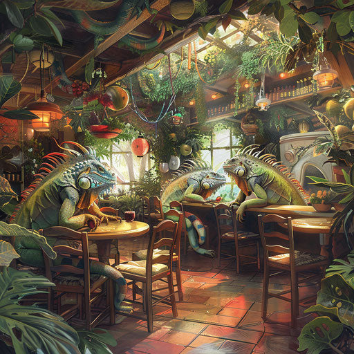 Iguana café: exotic fruits and socialization in tropical setting