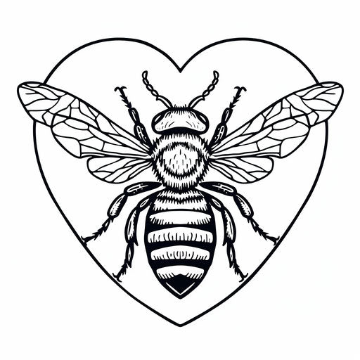 Bold bee with heart in the background