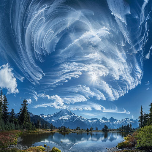 Snow-capped peak of Mount Baker under a brilliant blue sky