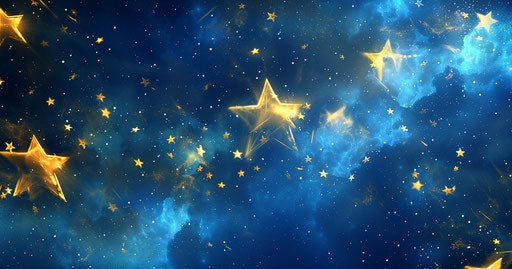 Blue and yellow stars in character design style