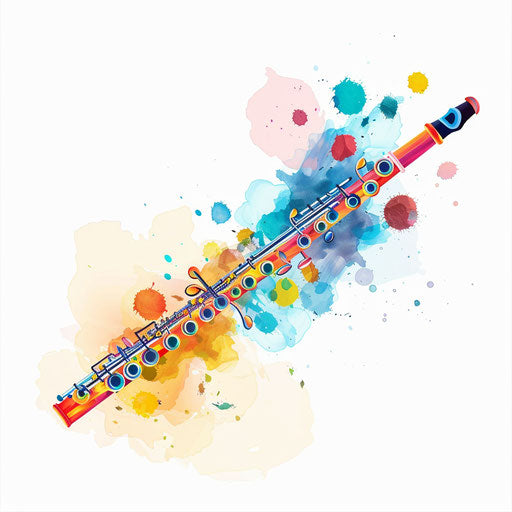 Realistic flute illustration on white background with bright colors