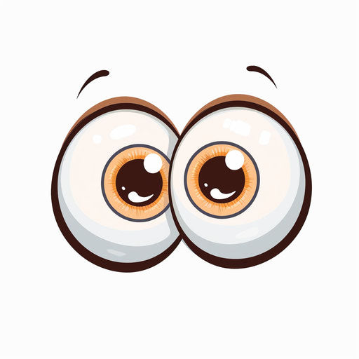 Cartoon eyes, one larger and confused