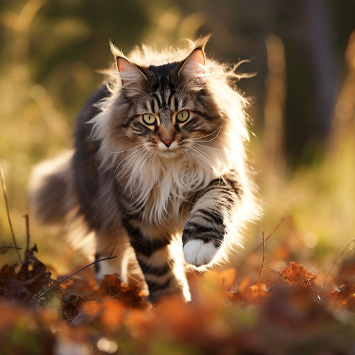 Norwegian forest cat running