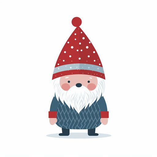 Christmas gnome clipart in the Minimalist style, on white background