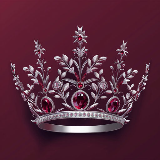 Flat deep maroon background with queen crown clipart
