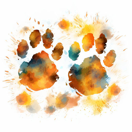 Dog Paw Clipart in the Impressionistic Art Style, on White Background
