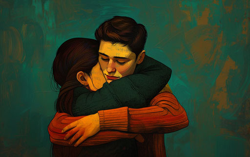 Hugging in emoctu style, personal iconography