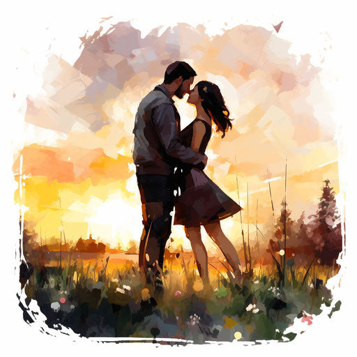 Engagement illustration in oil painting style