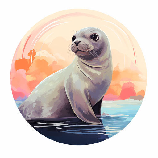 Seal in the Pastel Colors Art style, on white background