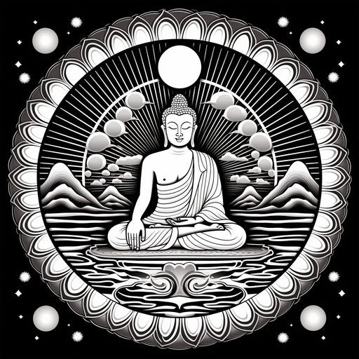 Free enlightened Buddha drawing, eastern-inspired artistic inspiration