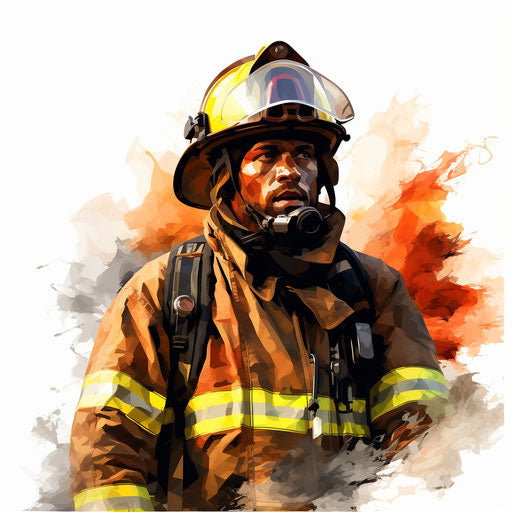 Firefighter clipart in the style of oil painting