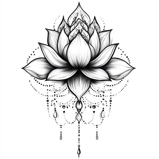 Flat tattoo sketch for inner bicep with lotus flower in mandala