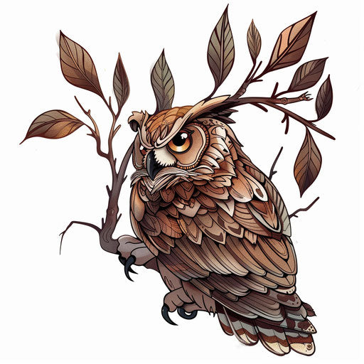 Tattoo sketch of owl on branch
