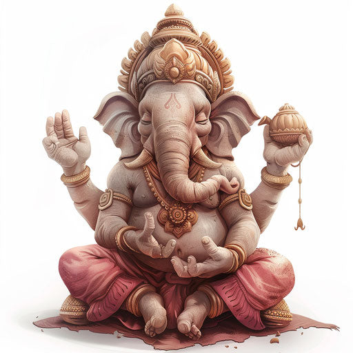 Vinayagar clipart in a photo realistic style on a flat white background