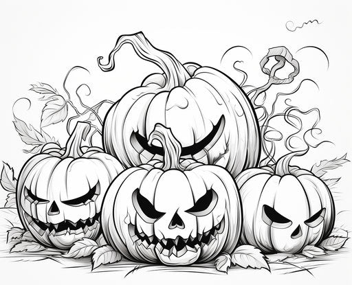 Printed pumpkins coloring pages for Halloween