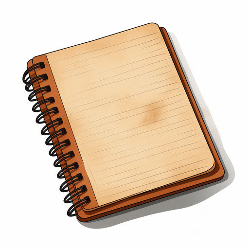 Notebook paper clipart in chiaroscuro art style on white background