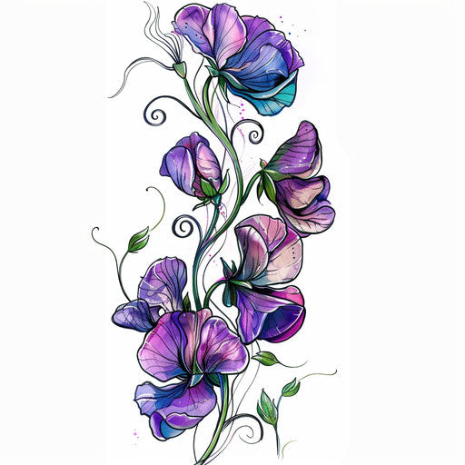 Charming tattoo sketch of a sweet pea in clipart style