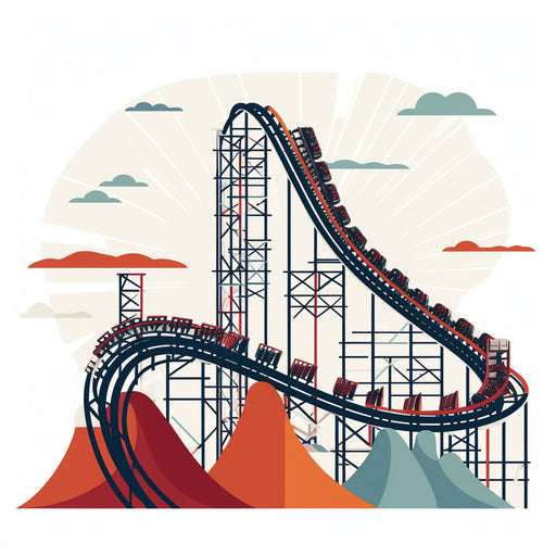 Minimalist roller coaster illustration on white background