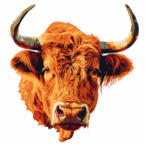 Photo realistic ox clipart with flat white background