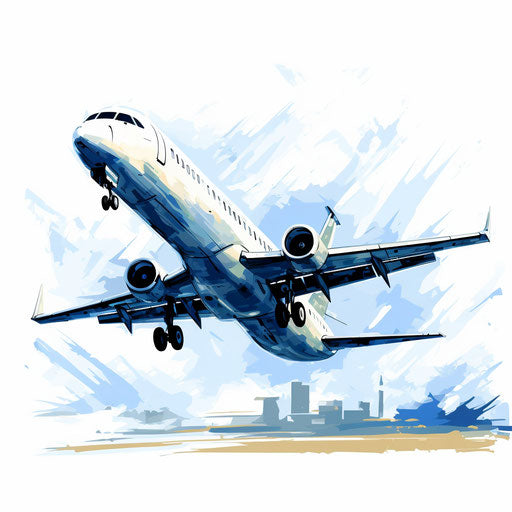 Impressionistic style jet clipart on white background