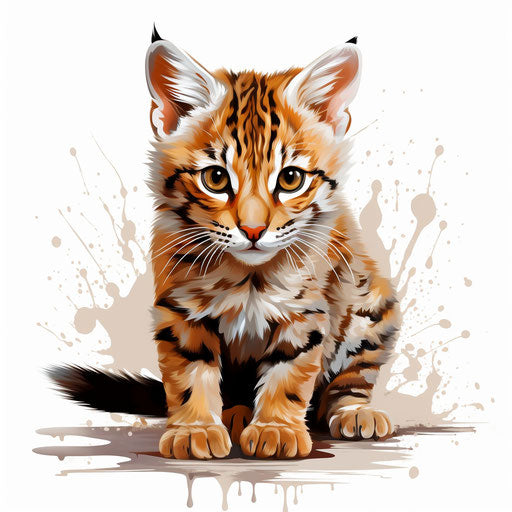 Wildcat clipart in the style of Oil painting, on a white background
