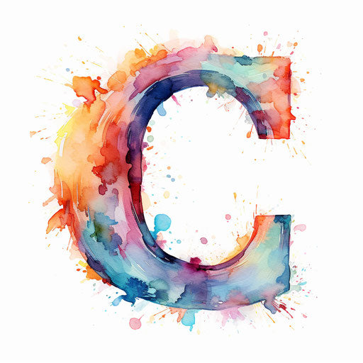 Letter C clipart in Impressionistic Art style on white background