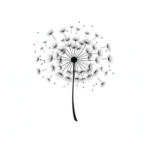 Minimalist dandelion illustration on white background