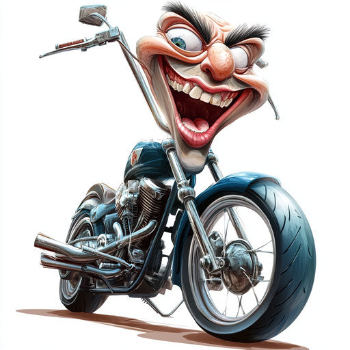 Customizable Motorbike Caricature Clipart for Personalized Decor