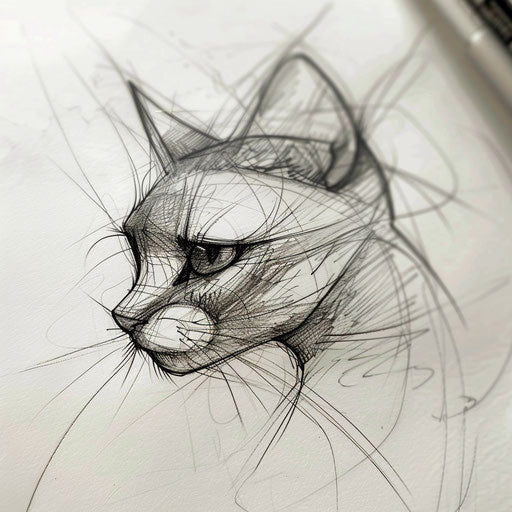 Elegant sketch of a cat's face, minimalist style