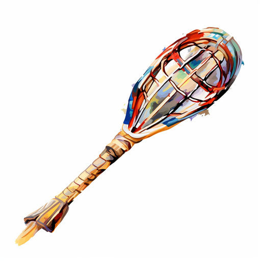 Lacrosse stick clipart in the style of Oil painting, on a white background