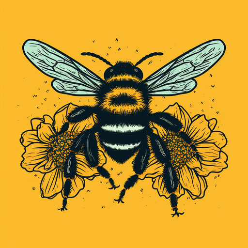 Golden bumblebee - original hand drawn illustration