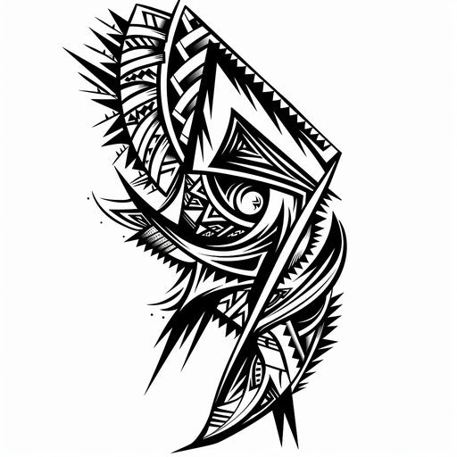 Flat tattoo sketch with neo tribal patterns
