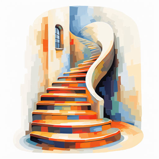 Stairs clipart in the style of Impressionistic Art