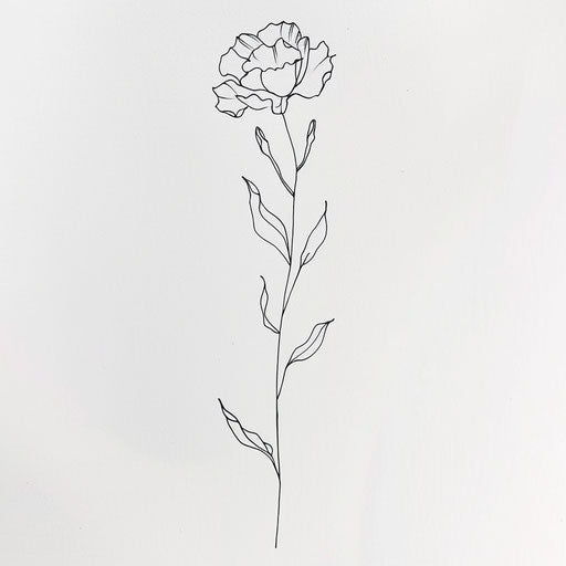Minimalist carnation tattoo design with single line art style
