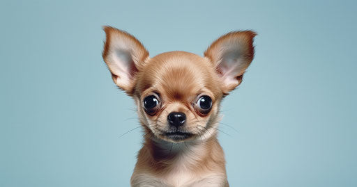 Small dog on blue background in artistic style