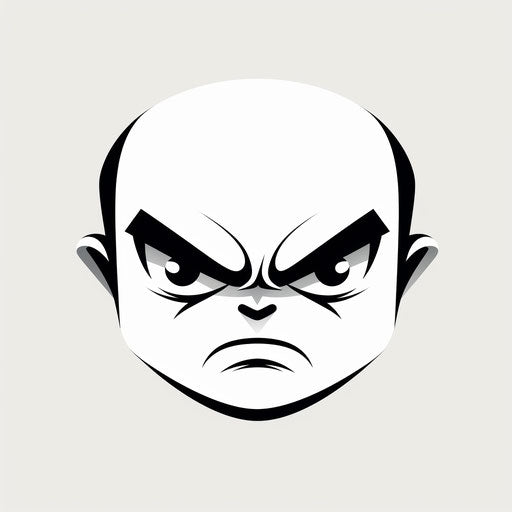 Angry face clipart in minimalist style, on white background
