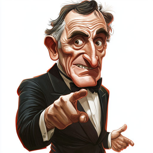 Humorous caricature of a James Fenimore Cooper clipart with human characteristics