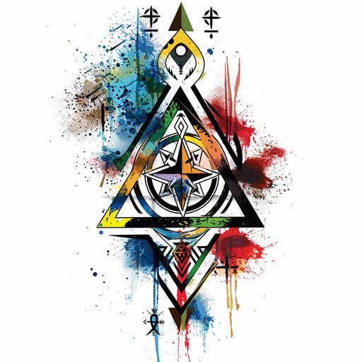 Abstract tattoo sketch of a Viking compass